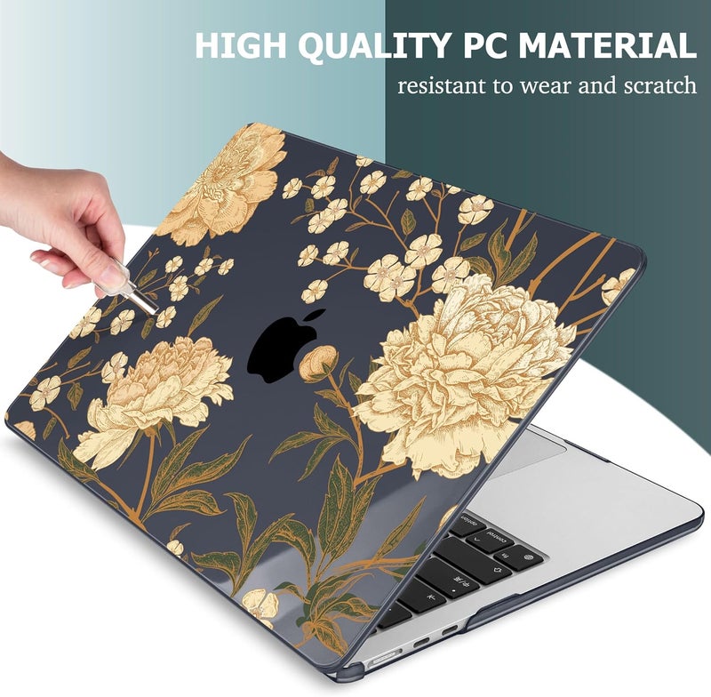 Mektron Designed for 2025/2024/2023 MacBook Air 15 INCH M4 A3241 /M3 A3114 /M2 A2941 Case, Printed Plastic Hard Shell Cover with 15.3" Liquid Retina Display Touch ID, Peony Flowers C186 - Image 4